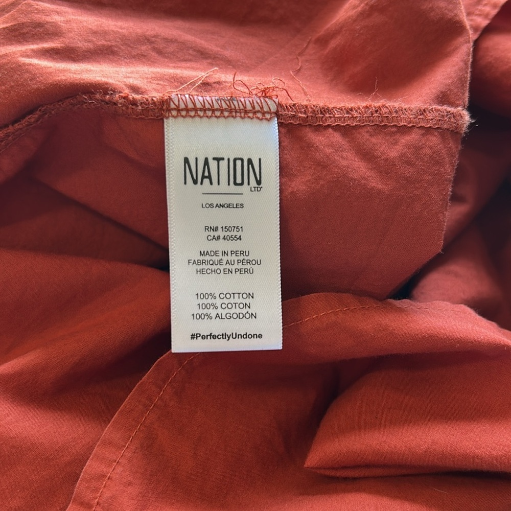 Nation Everleigh Frilly Dress Cayenne Red Orange poplin flutter sleeve Sz XS - Picture 12 of 14